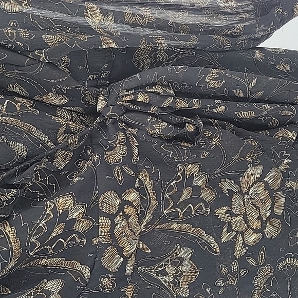 Floral Wrap Top - Black and Gold Shimmery - Picture 5 of 15